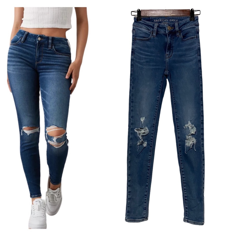 American Eagle Next Level Stretch Jeans Hi-Rise Jeggging Jeans Blue